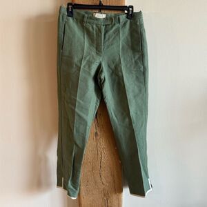 ‘S MaxMara Linen/Cotton Blend Straight Leg Pants - Green Sz 6